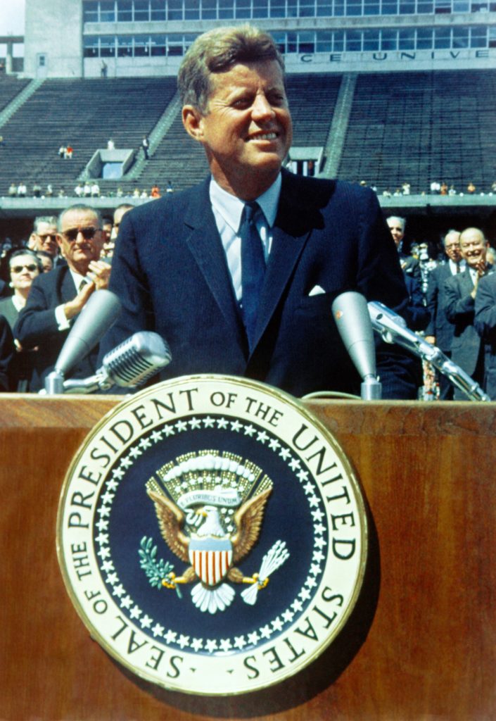 John F. Kennedy at a Presidential Podium
